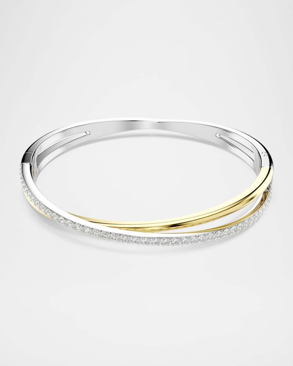 Hyperbola Two-Tone Round Crystal Bangle Bracelet